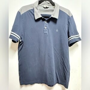 Original Penguin Blue and Gray Polo Shirt with Striped Cuffs